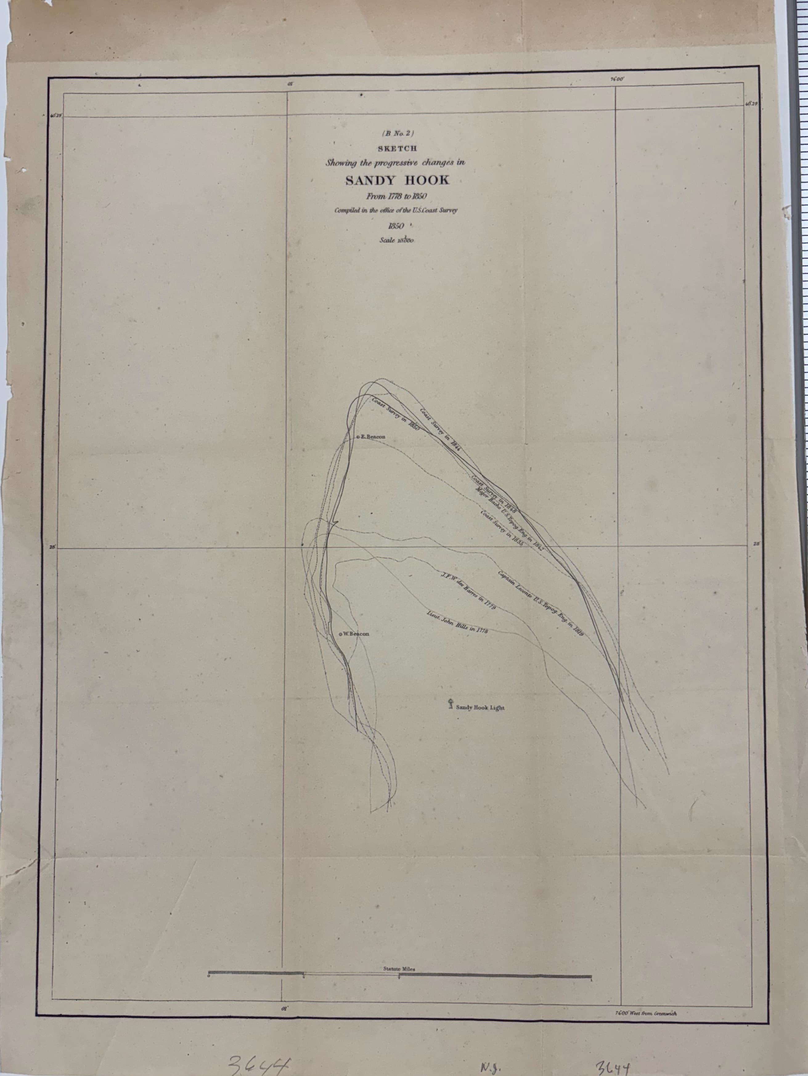 Sketch Showing the Progressive Changes in Sandy Hook From 1778 to 1850 (B No. 2)