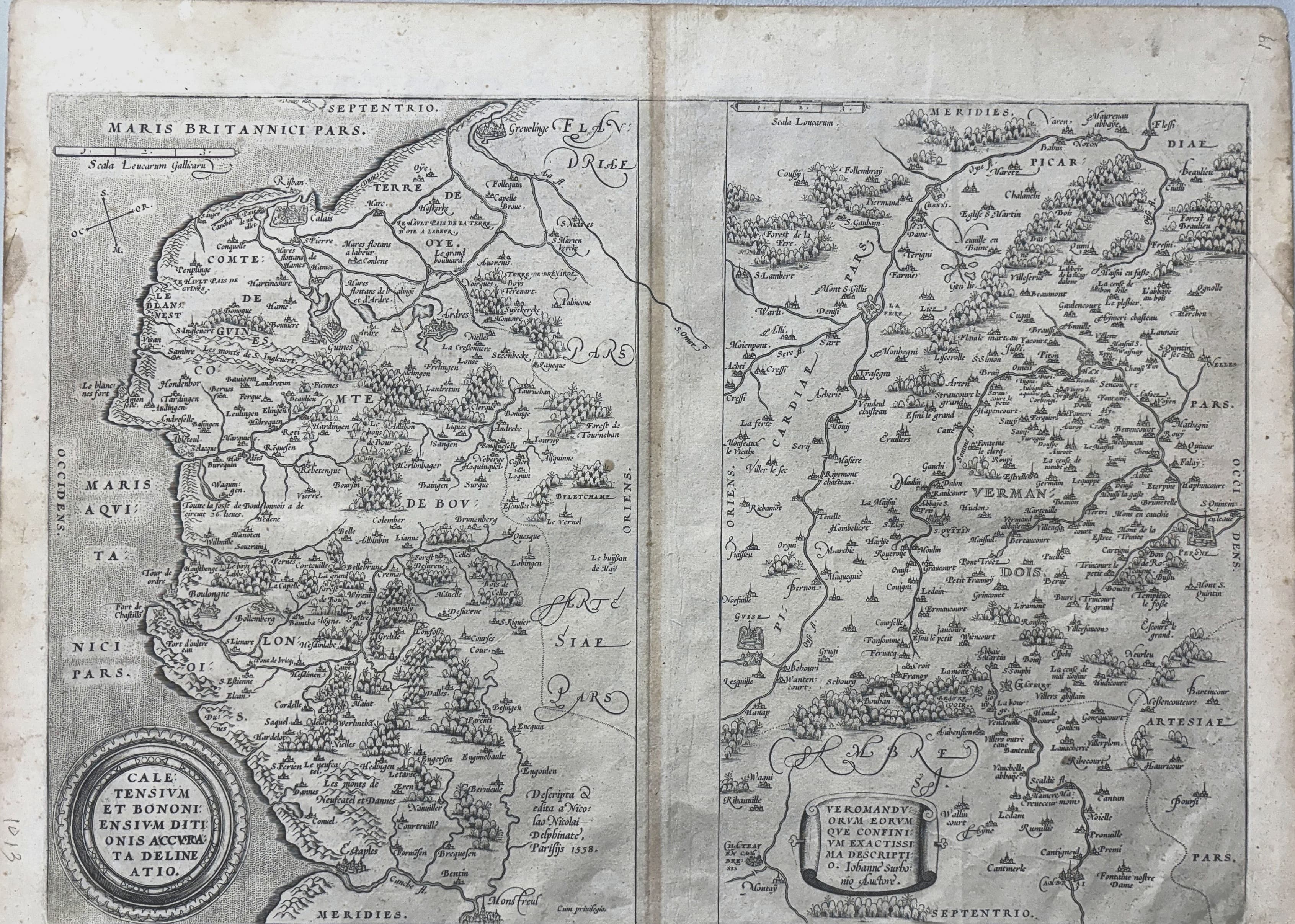 Caletensium et Bononiensium Ditionis Accurata Delineatio / Veromanduorum Eorumque Confinium Exactissima Descriptio