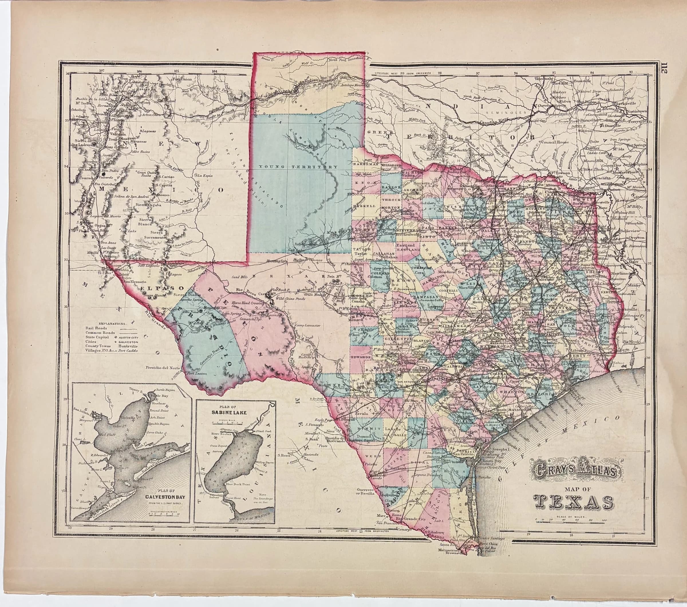 Gray's Atlas Map of Texas