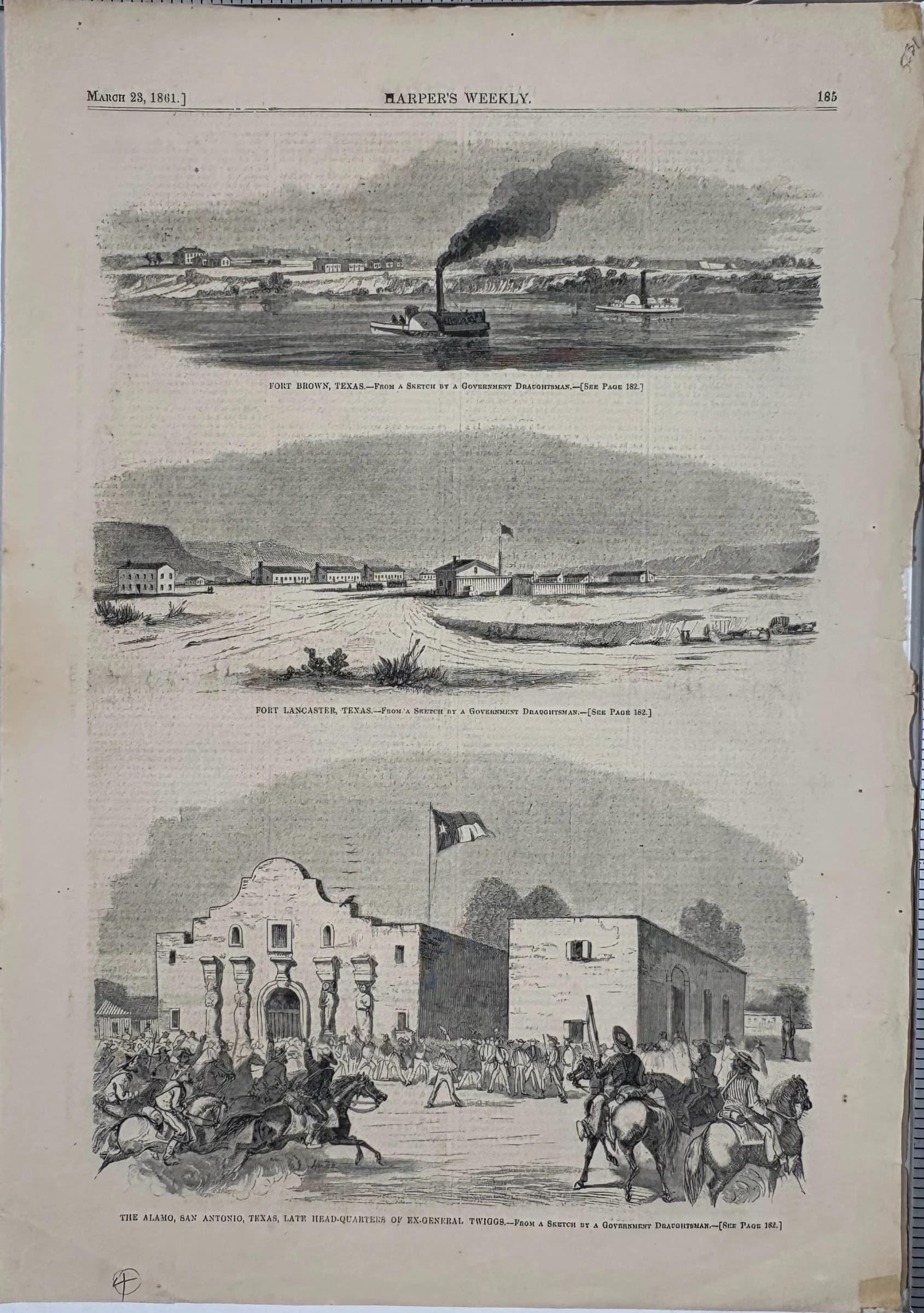 Fort Brown, Texas; Fort Lancaster, Texas; The Alamo, San Antonio, Texas