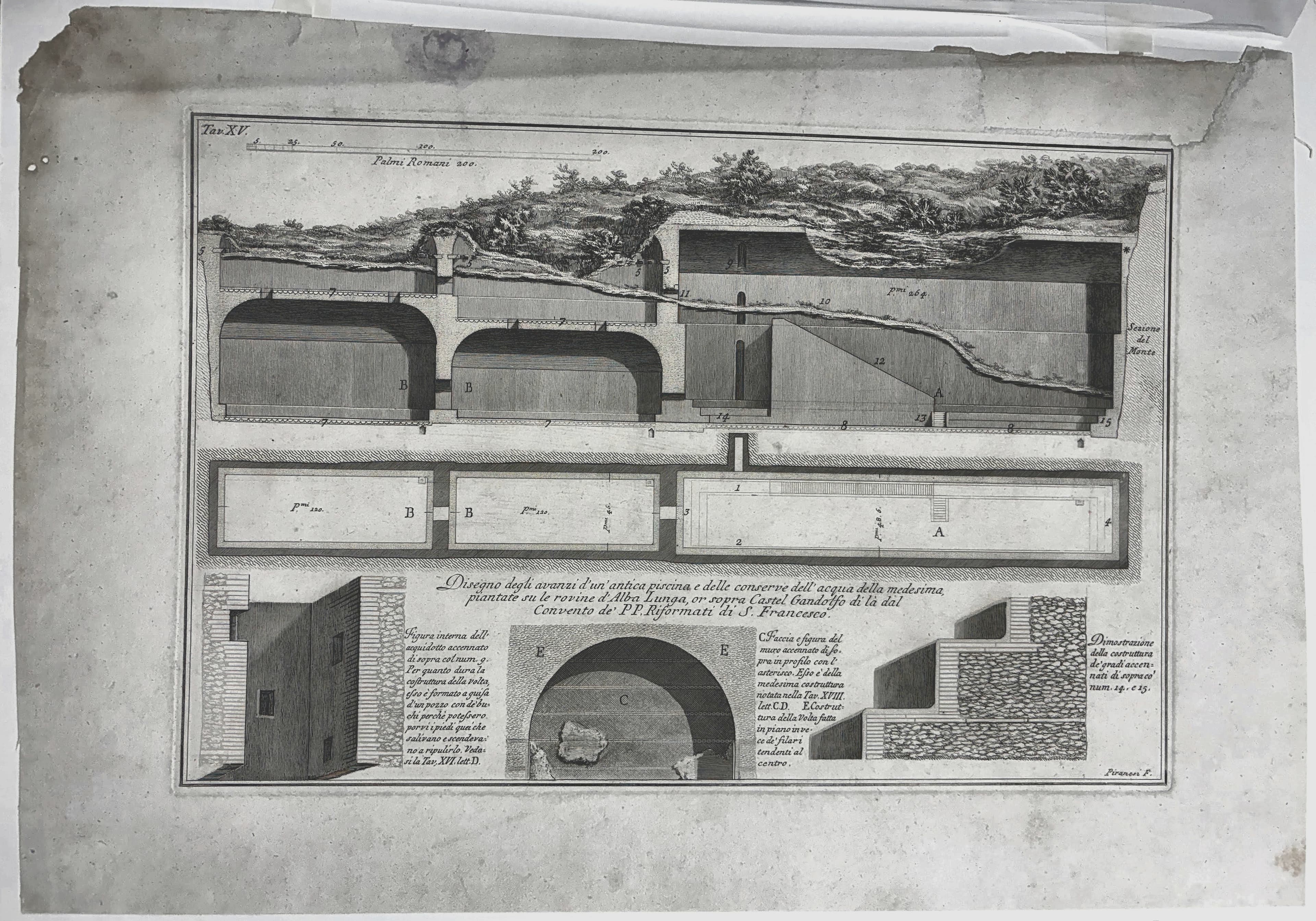 Tav. XV - Disegno degli avanzi d'un'antica piscina