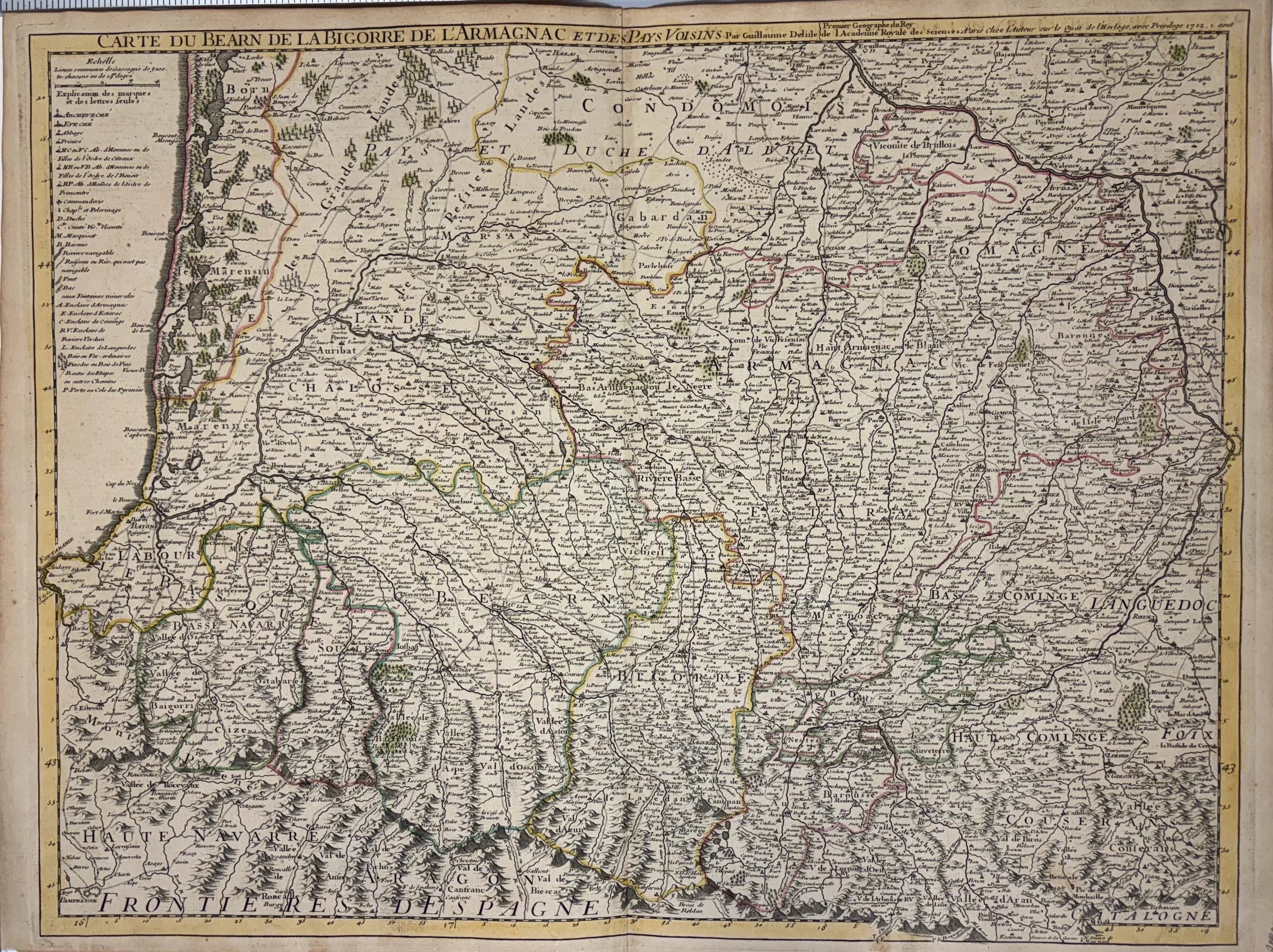 Carte du Bearn de la Bigorre de l'Armagnac et des Pays Voisins