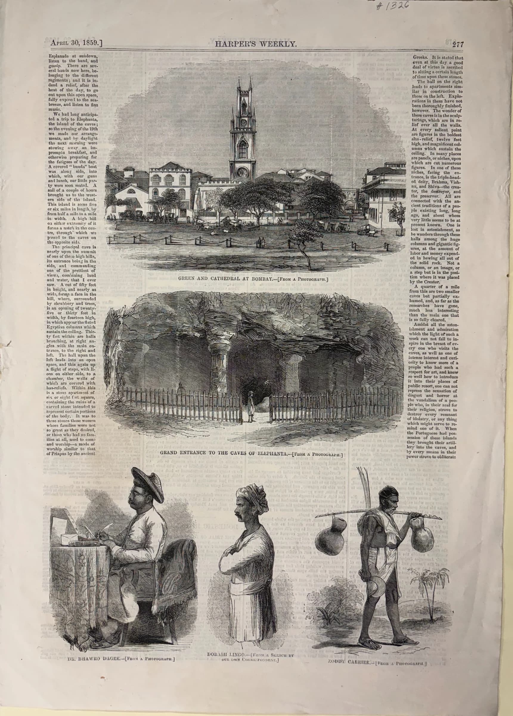 Green and Cathedral at Bombay and the Caves of Elephanta