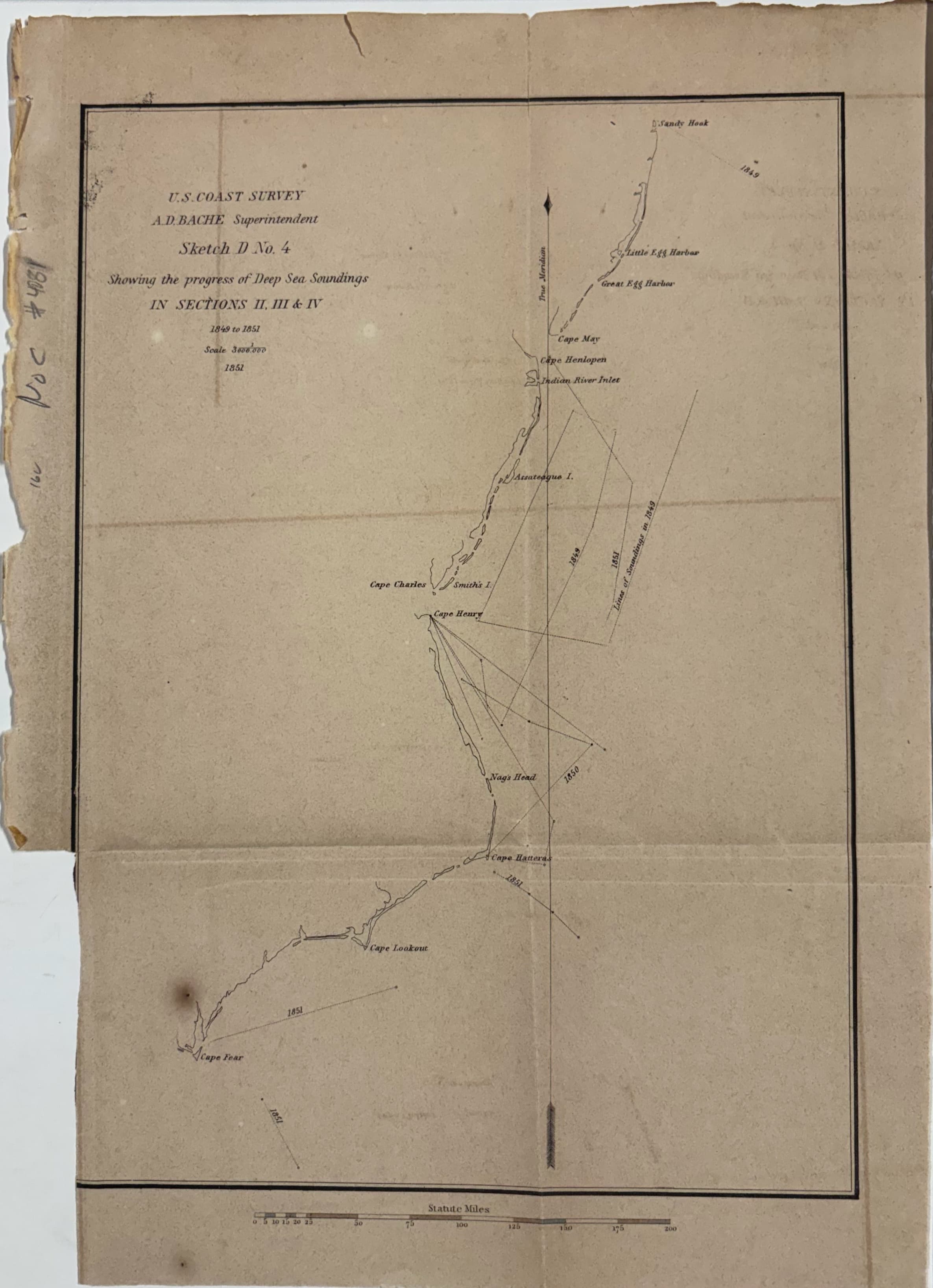 Sketch D No. 4: Showing the progress of Deep Sea Soundings in Sections II, III & IV