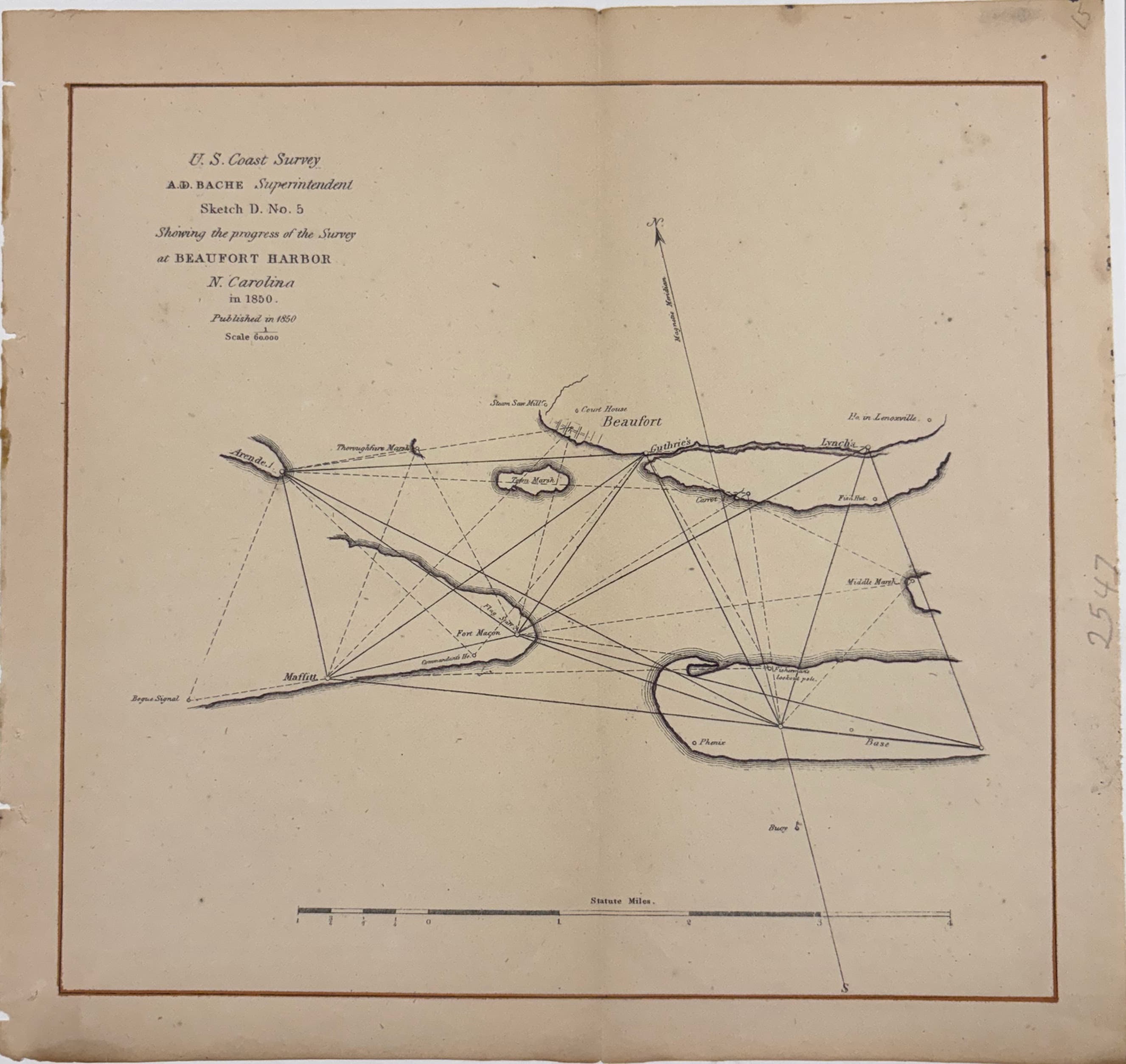Sketch D. No. 5 Showing the progress of the Survey at Beaufort Harbor, N. Carolina