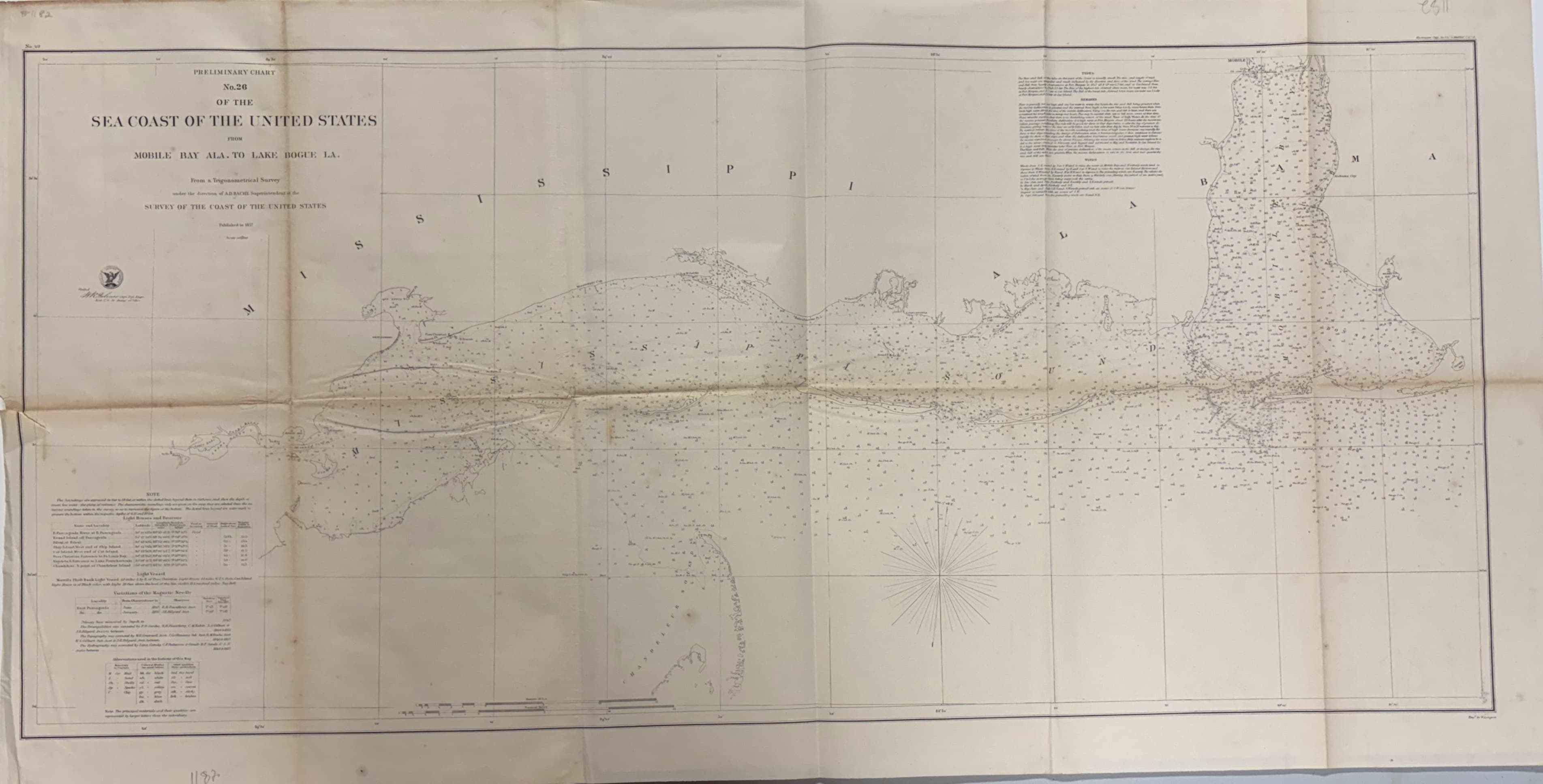 Preliminary Chart No. 26: Mobile Bay to Lake Bogue