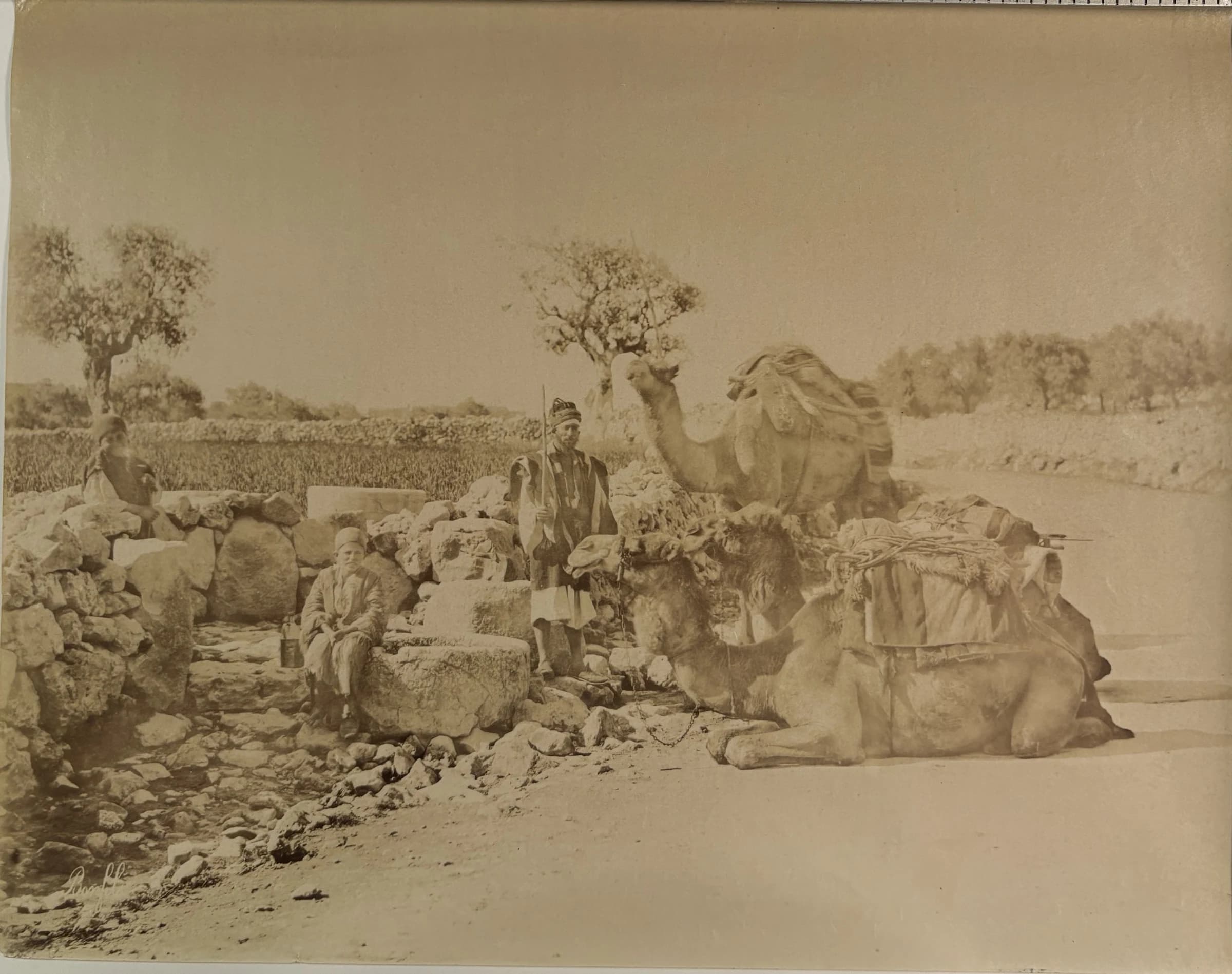 Camels and Figures at a Well, Palestine