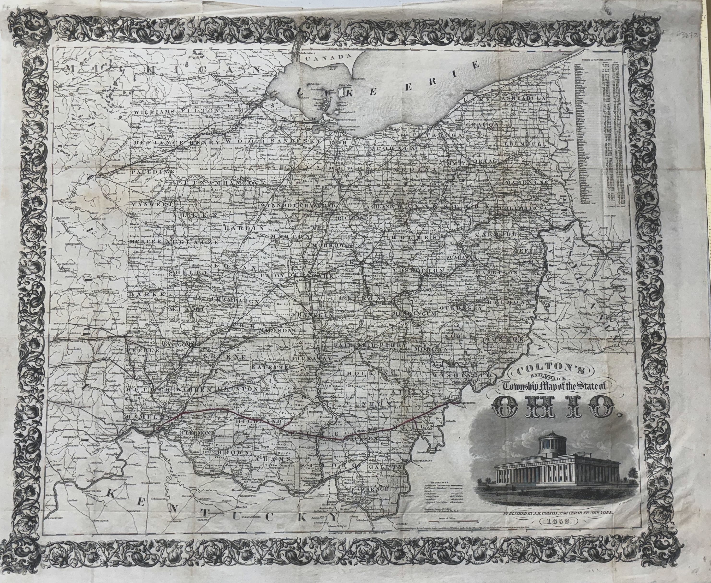COLTON'S RAILROAD & TOWNSHIP MAP OF THE STATE OF OHIO
