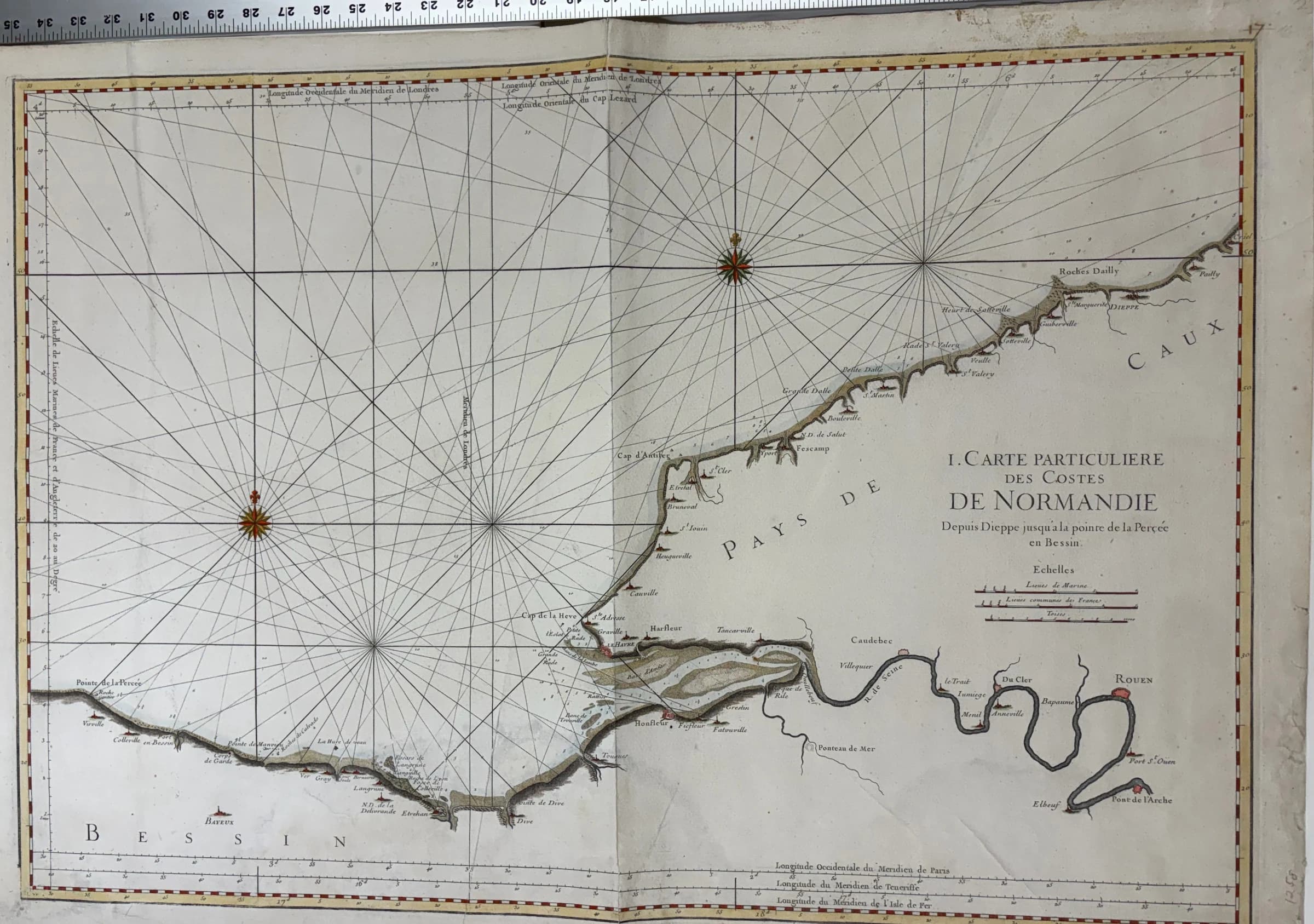 Carte Particulière des Costes de Normandie Depuis Dieppe jusqu'à la pointe de la Percée en Bessin