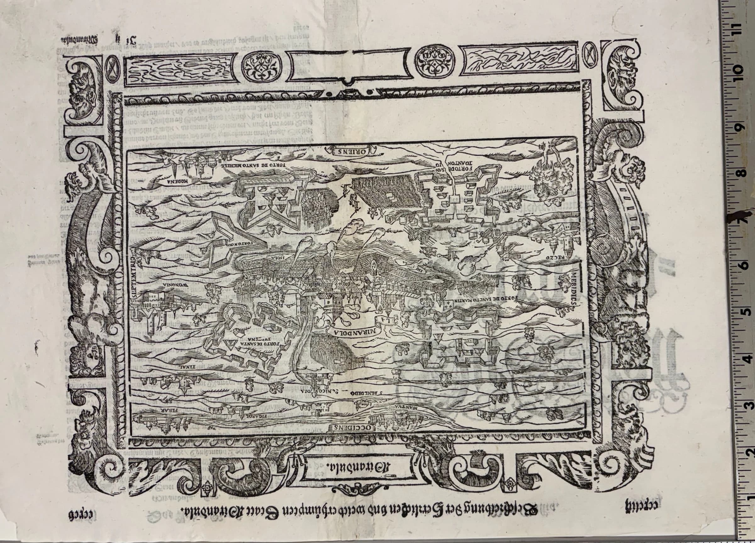 Beschreibung der herlichen und weit berümpten Statt Mirandula (Map and View of Mirandola)