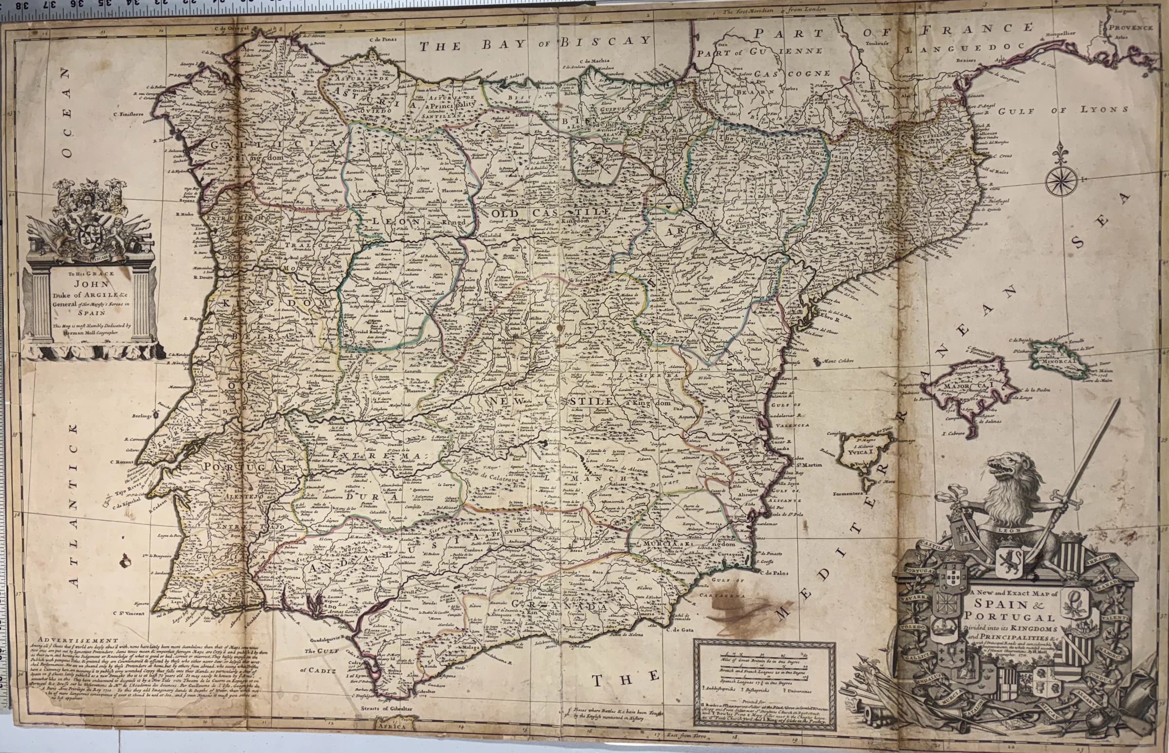 A New and Exact Map of Spain & Portugal Divided into its Kingdoms and Principalities