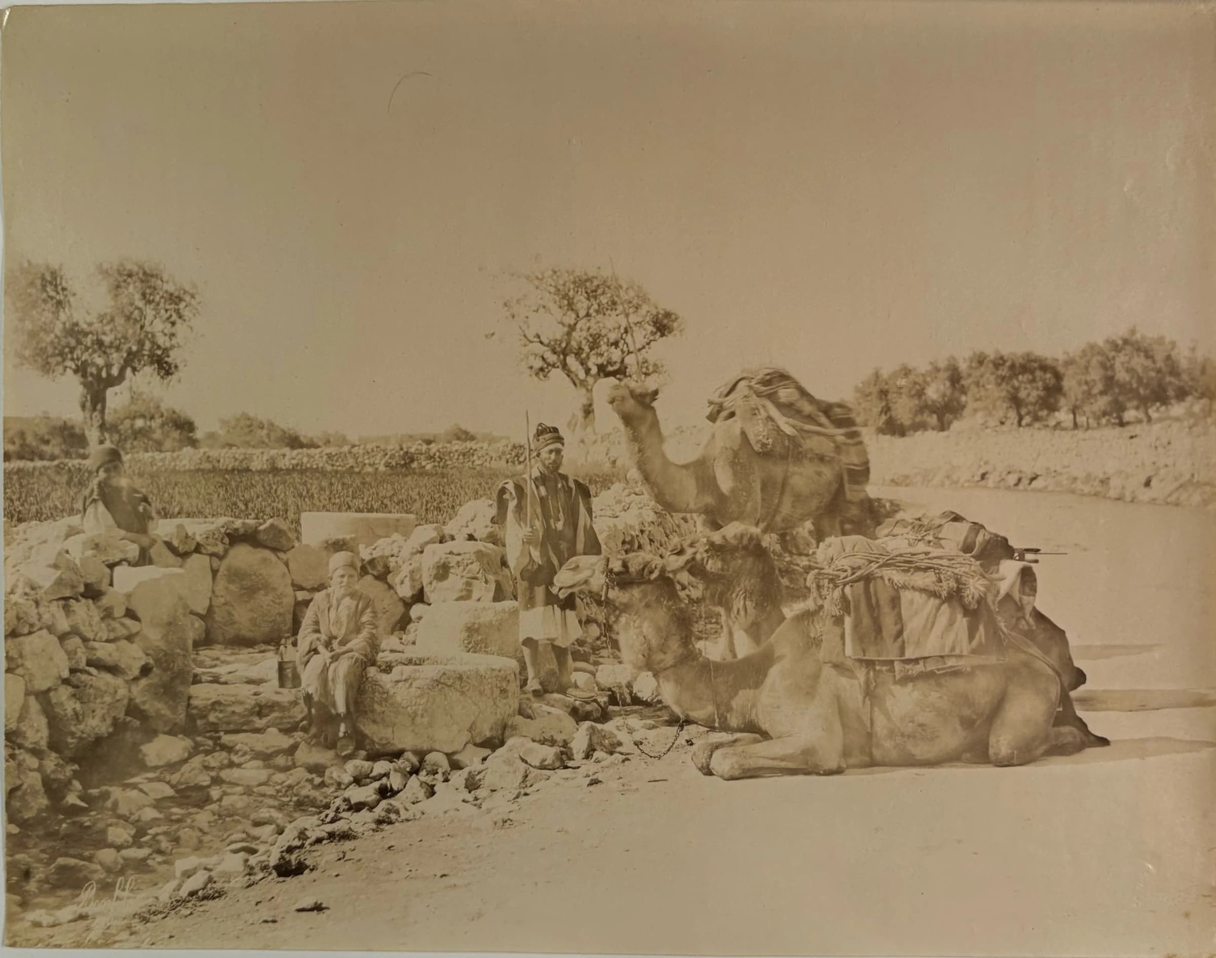 Bedouins and Camels at a Well, Palestine